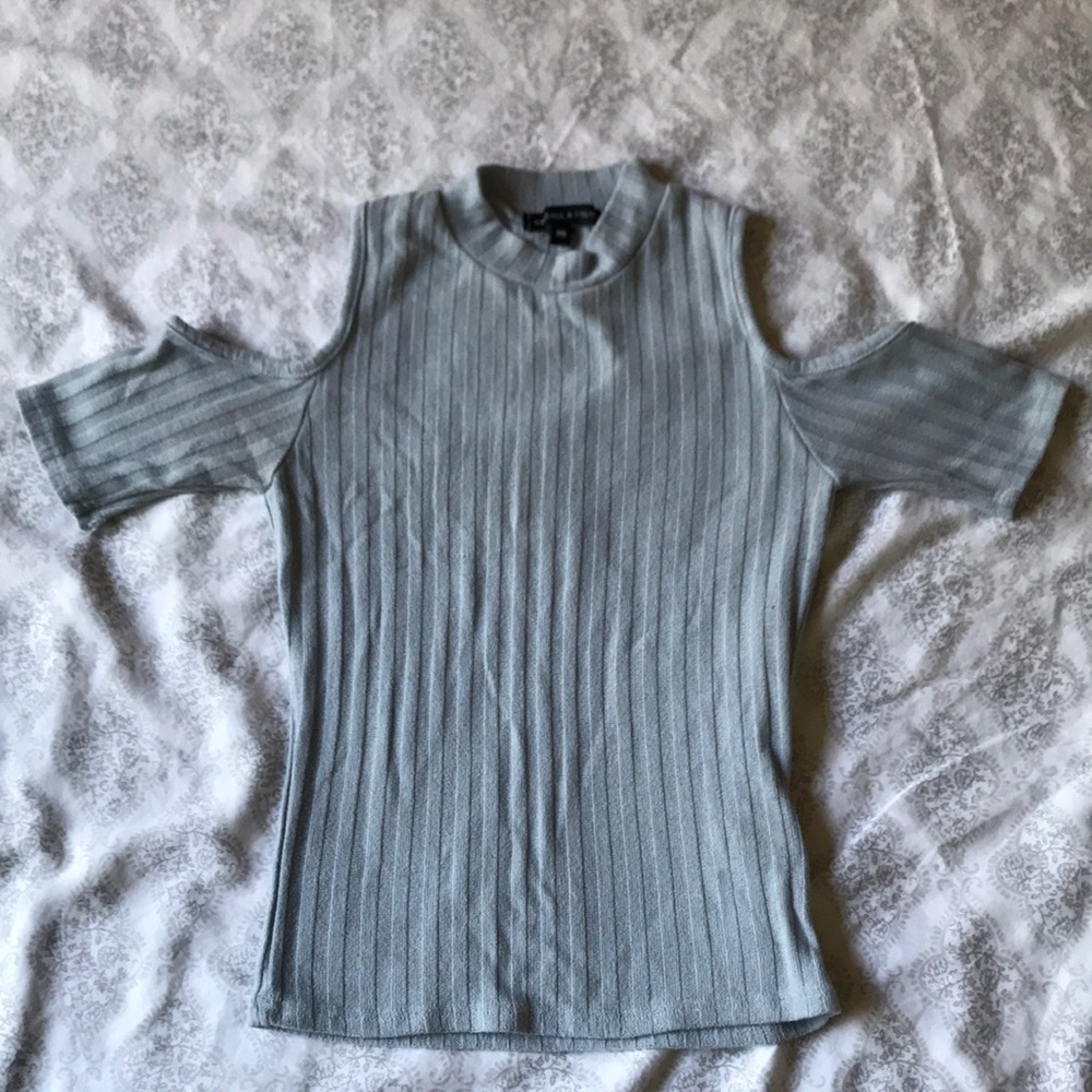 Shoulder-less Baby Blue Top